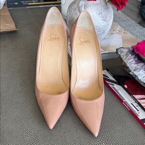 Christian Louboutin Nude Patent Pumps Classic Red Bottom Heels Size 11.5